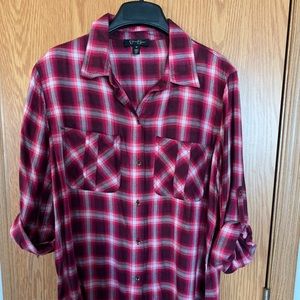 Jessica Simpson Red Plaid button down shirt